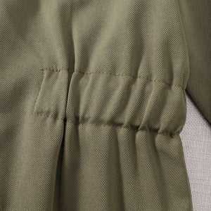 Toddler Boys Pilot Jumpsuit Army Green Long Sleeve Romper, Perfect For Birthday Party Outfits