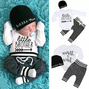US Newborn Baby Boy Girl Tops Romper Bodysuit Jumpsuit Pants Outfits Clothes Set