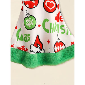 Toddler Baby Girls Christmas Clothes Ruffle Long Sleeve Heart Print Tops Dress Christmas Ball Print Flared Pants With Headband Outfits Set